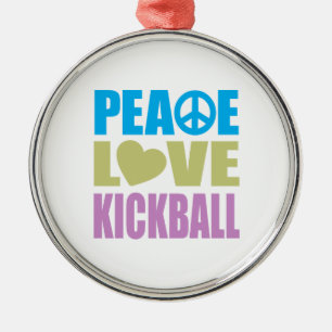 Ornement Rond Argenté Amour Kickball de paix