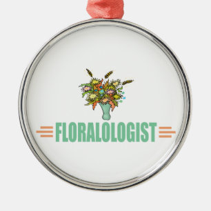 Ornement Rond Argenté Amusant louveur d'organisation des fleurs