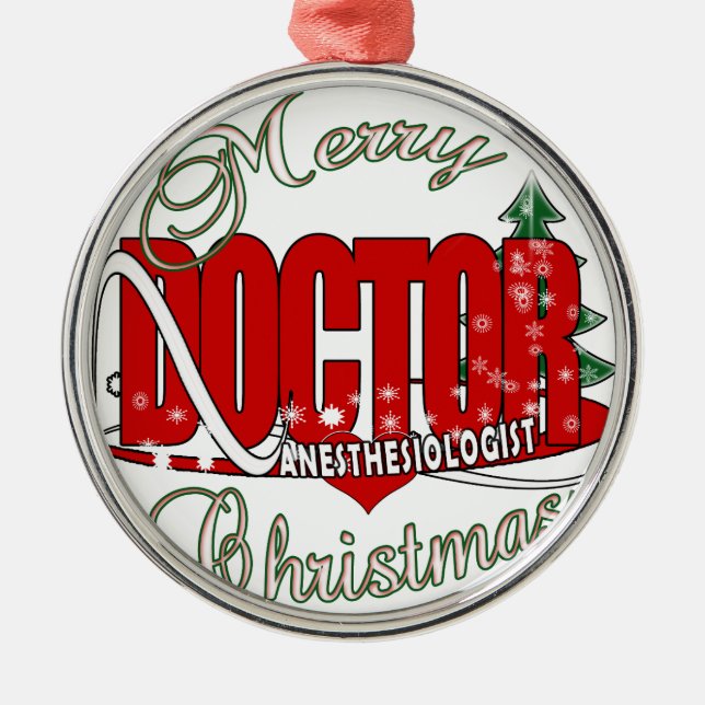 ORNEMENT ROND ARGENTÉ ANESTHESIOLOGUE DE NOËL (Devant)