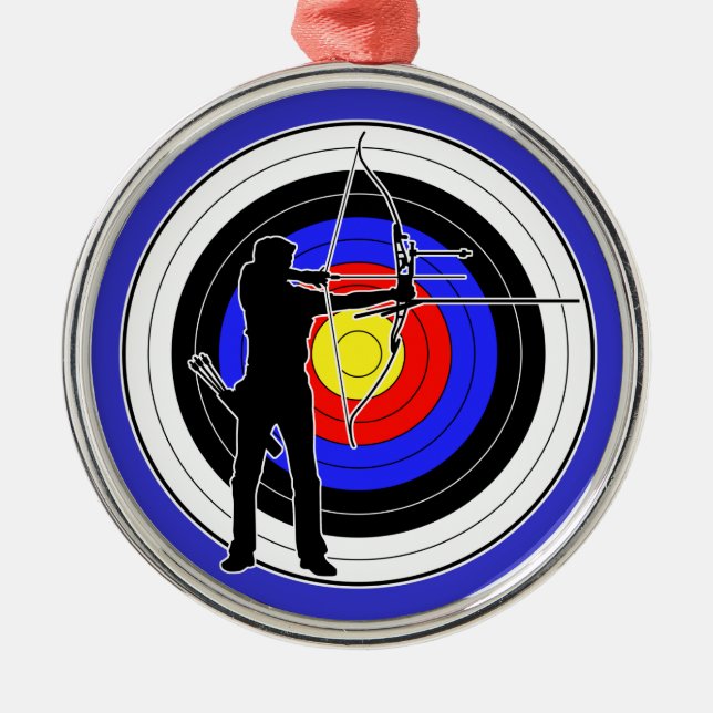 Ornement Rond Argenté Archery & target 01 (Devant)