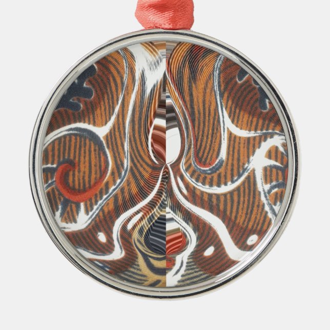 Ornement Rond Argenté Art Abstrait africain (Devant)
