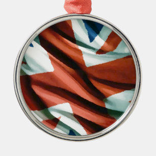Ornement Rond Argenté Art pop du drapeau britannique