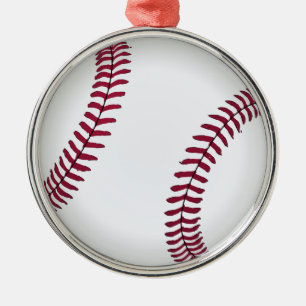 Ornement Rond Argenté Baseball personnalisé
