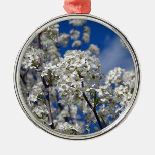 Ornement Rond Argenté Bradford Pear Blooms