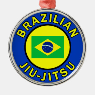 Ornement Rond Argenté Brésilien Jiu Jitsu
