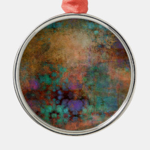 Ornement Rond Argenté Bronze, Turquoise, violet Abstrait