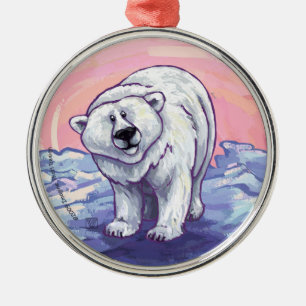 Ornement Rond Argenté Cadeaux et accessoires d'ours polaire