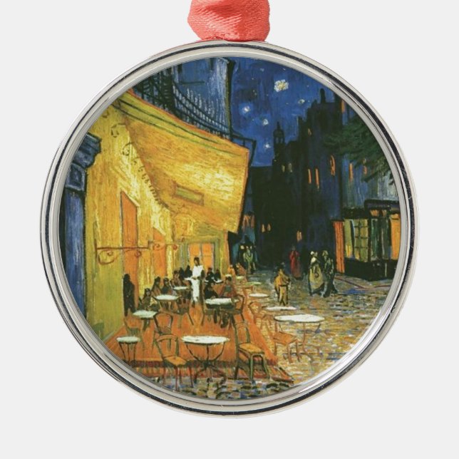 Ornement Rond Argenté Cafe Terrace - Vincent van Gogh (Devant)