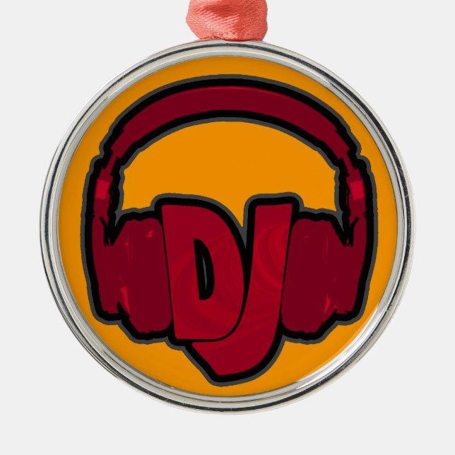 Ornement Rond Argenté casque DJ musique (Devant)
