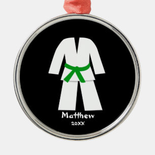 Ornement Rond Argenté Ceinture verte de karaté du Taekwondo
