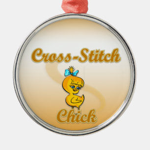 Ornement Rond Argenté Chick croisé