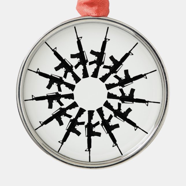 Ornement Rond Argenté Conception de kaléidoscope d'arme de l'arme à feu (Devant)