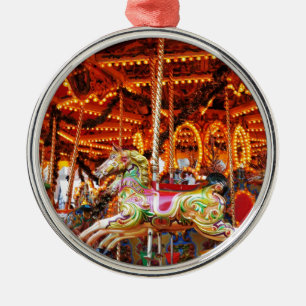 Ornement Rond Argenté Conception de tuyau de carrousel