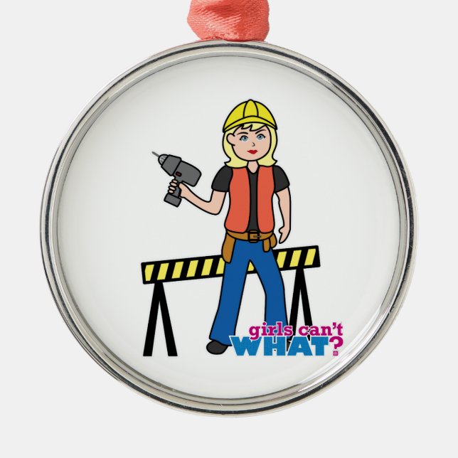 Ornement Rond Argenté Construction Girl - Light/Blonde (Devant)