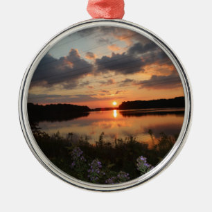 Ornement Rond Argenté Coucher du soleil
