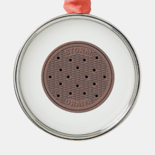 Ornement Rond Argenté Couverture de trou d'homme