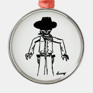 Ornement Rond Argenté Cowboy Sketch Round Orament