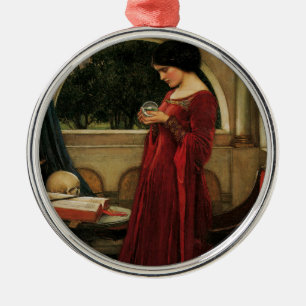 Ornement Rond Argenté Crystal Ball Woman Waterhouse Peinture