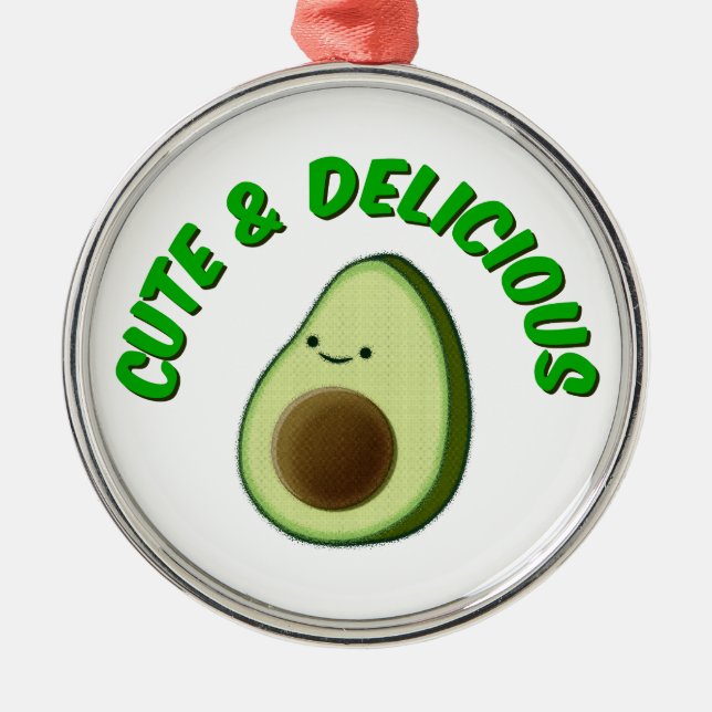Ornement Rond Argenté Cute Et Délicieux Avocado (Devant)