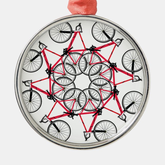Ornement Rond Argenté Cycle de bicyclette (Devant)