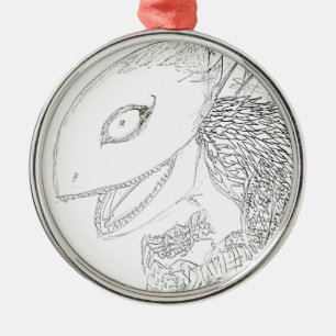 Ornement Rond Argenté dessin animé lézard monstre