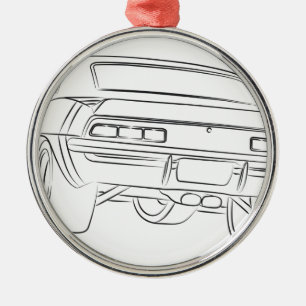 Ornement Rond Argenté Dessin de voiture de muscle