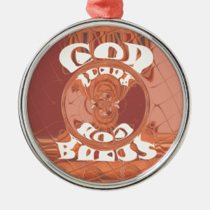 Ornement Rond Argenté Dieu vous bénisse - Impression spirituelle inspiré