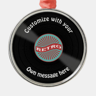 Ornement Rond Argenté Dossier de vinyle customisé