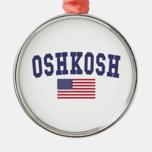 Ornement Rond Argenté Drapeau américain Oshkosh
