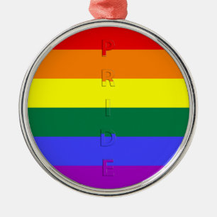 Ornement Rond Argenté Drapeau arc-en-ciel LGBT Pride