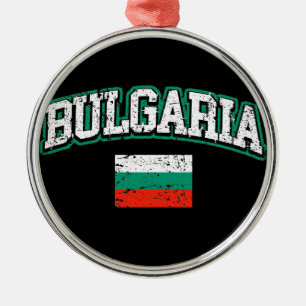 Ornement Rond Argenté Drapeau Bulgarie