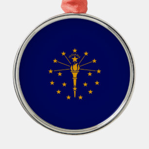 Ornement Rond Argenté Drapeau d'état Indiana