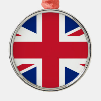 Ornement Rond Argenté Drapeau du Royaume-Uni