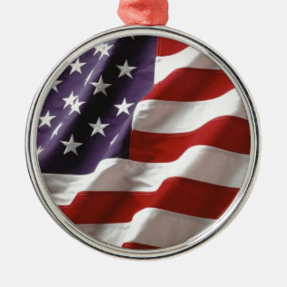 Ornement Rond Argenté Drapeau fier et patriotique des Etats-Unis