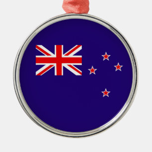 Ornement Rond Argenté Drapeau néo-zélandais