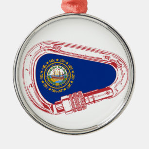 Ornement Rond Argenté Drapeau New Hampshire Escalade carabiner