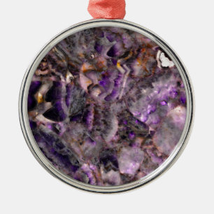 Ornement Rond Argenté Elégant lavande violette abstraite marbre lilas