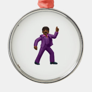 Ornement Rond Argenté Emoji Dancing Man