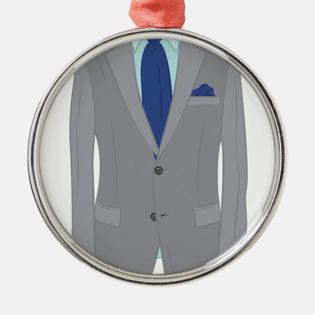 Ornement Rond Argenté Équipe le costume (Devant)