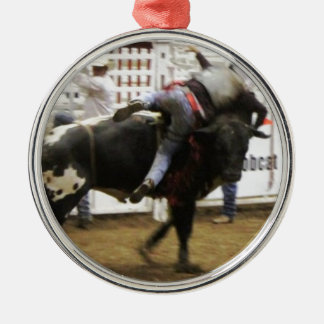 Ornement Rond Argenté Équitation de Taureau