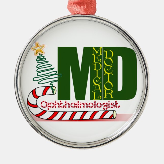 Ornement Rond Argenté Eye OPTHAMOLOGIST MERRY CHRISTMAS MD DOCTOR (Devant)