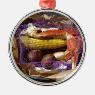 Ornement Rond Argenté Festin de Shack de crabe