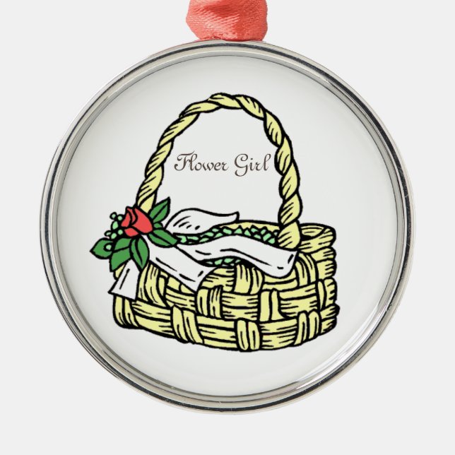 Ornement Rond Argenté Fleur de fête nuptiale Fille cadeau de Noël (Devant)