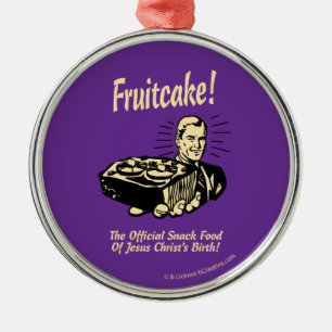 Ornement Rond Argenté Fruitcake ! Nourriture Snack de la naissance de Jé