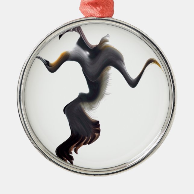 Ornement Rond Argenté Gannets-Oiseau de mer Abstrait (Devant)