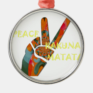 Ornement Rond Argenté Hakuna Matata Paix