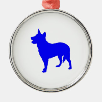 Ornement Rond Argenté Heeler bleu australien