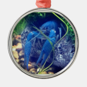 Ornement Rond Argenté homard de bleu de colorfull