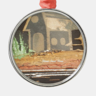 Ornement Rond Argenté Home Sweet Home Art Imprimer