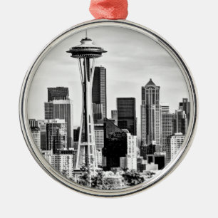 Ornement Rond Argenté Horizon de Seattle